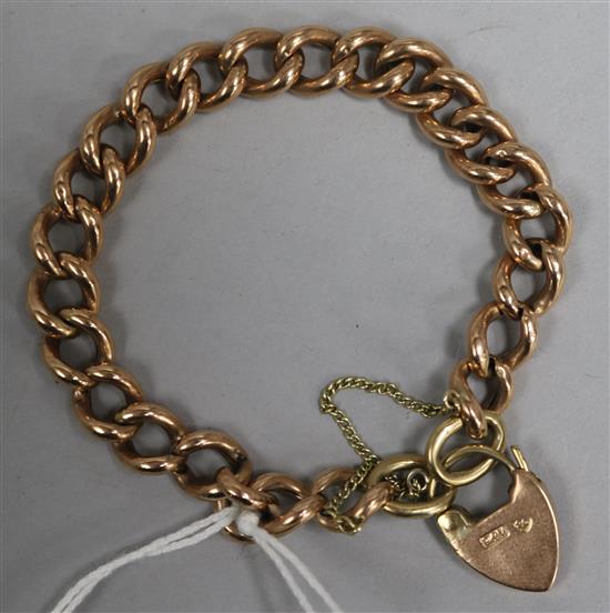 A 9ct gold curb link bracelet, 13.9 grams.